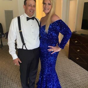 Portia and Scarlett Royal Blue Sequin Gown